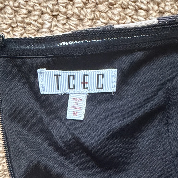 TCEC Strapless Gingham Bow Mini Dress Black Checkered Size M - Picture 2 of 5